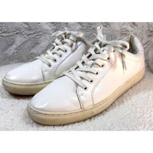 Banana Republic Men's 10.5 Sneakers Lace Up Shoes White‎ Faux Leather Casual